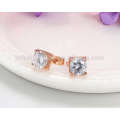 Brincos de ouro rosa stud, aço inoxidável cristal claro ear studs jóias